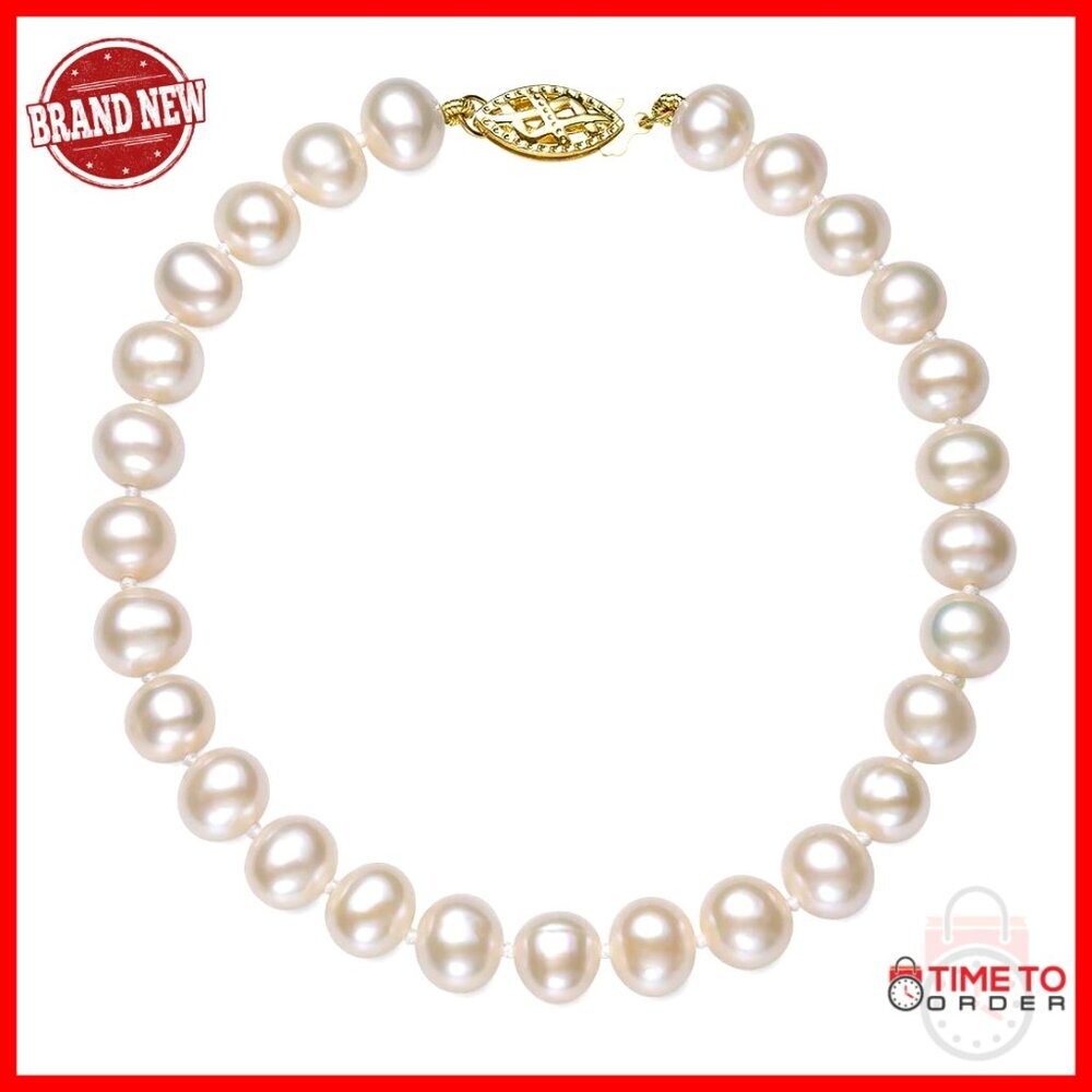 14K Yellow Gold Freshwater Pearl Bracelet, 8.5 Inch, Fishhook Clasp